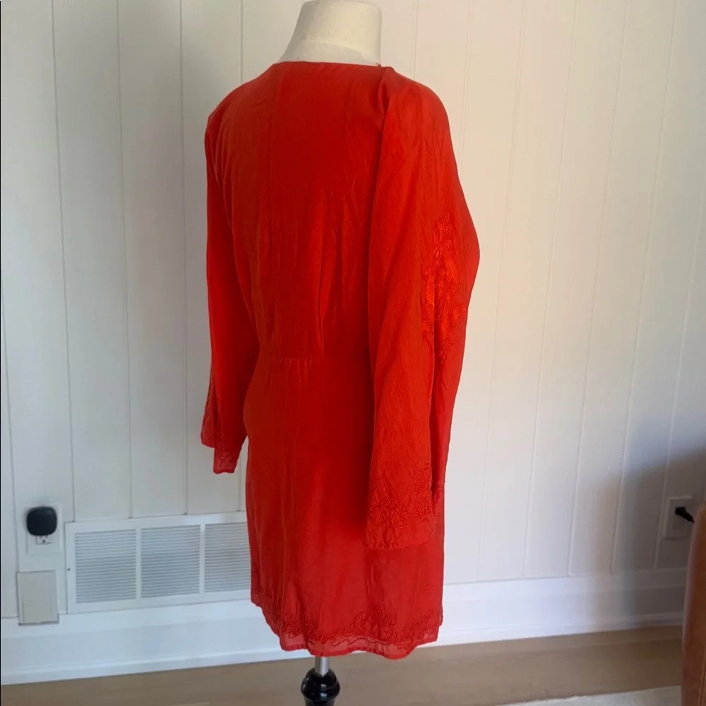 ZARA Kaftan Kimono Wrap Dress – Embroidered Hem & Sleeves, Size Large (US L) - Picture 4 of 8